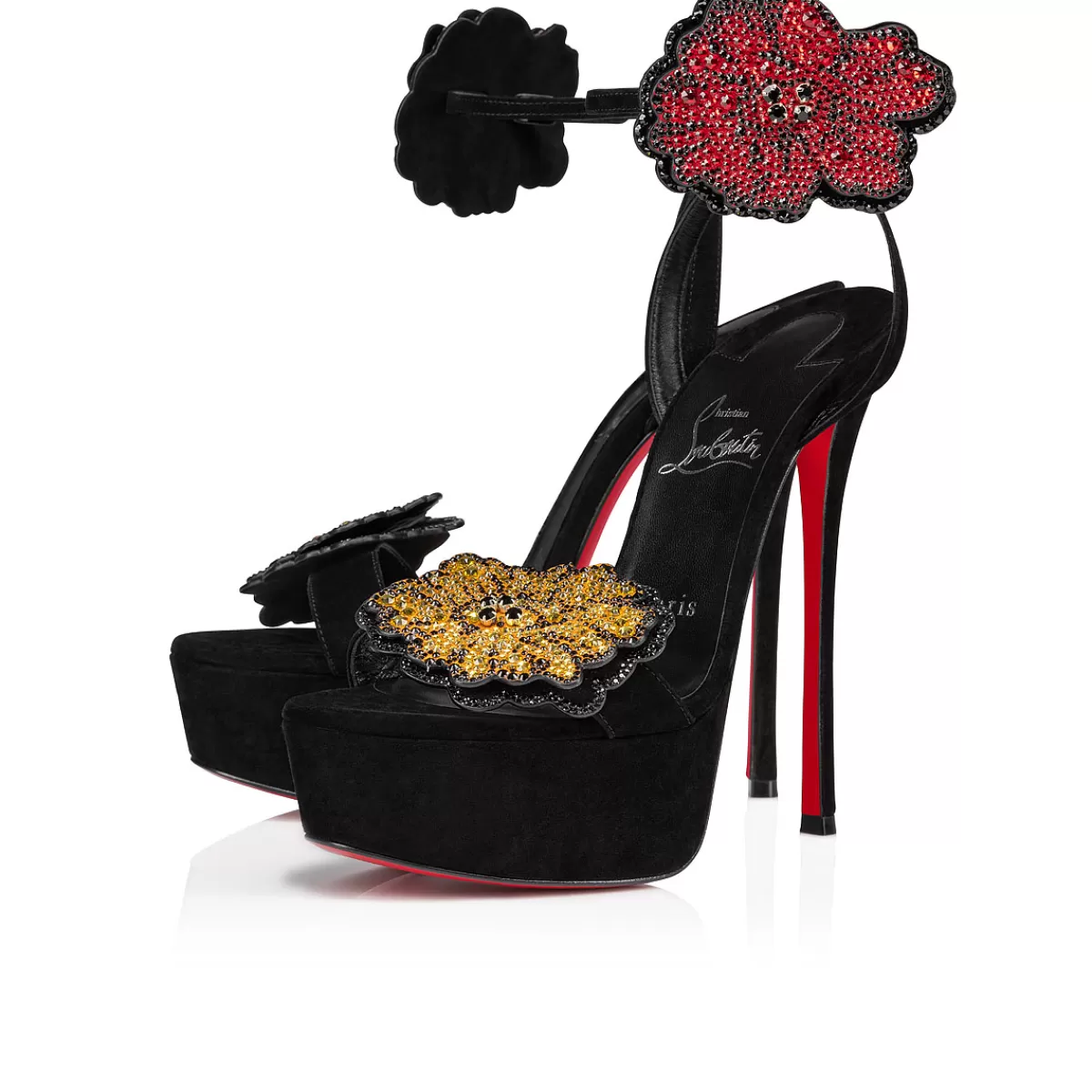 Christian Louboutin Button Flower Strass Loubi Queen Alta